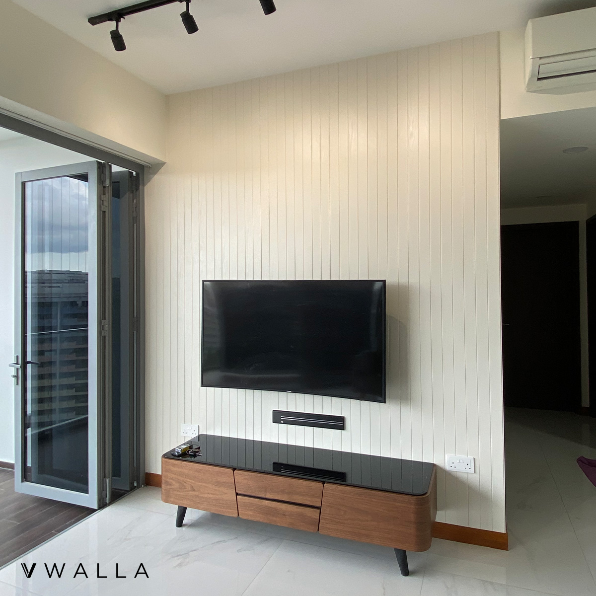Fluted Panel TV Console Feature Wall