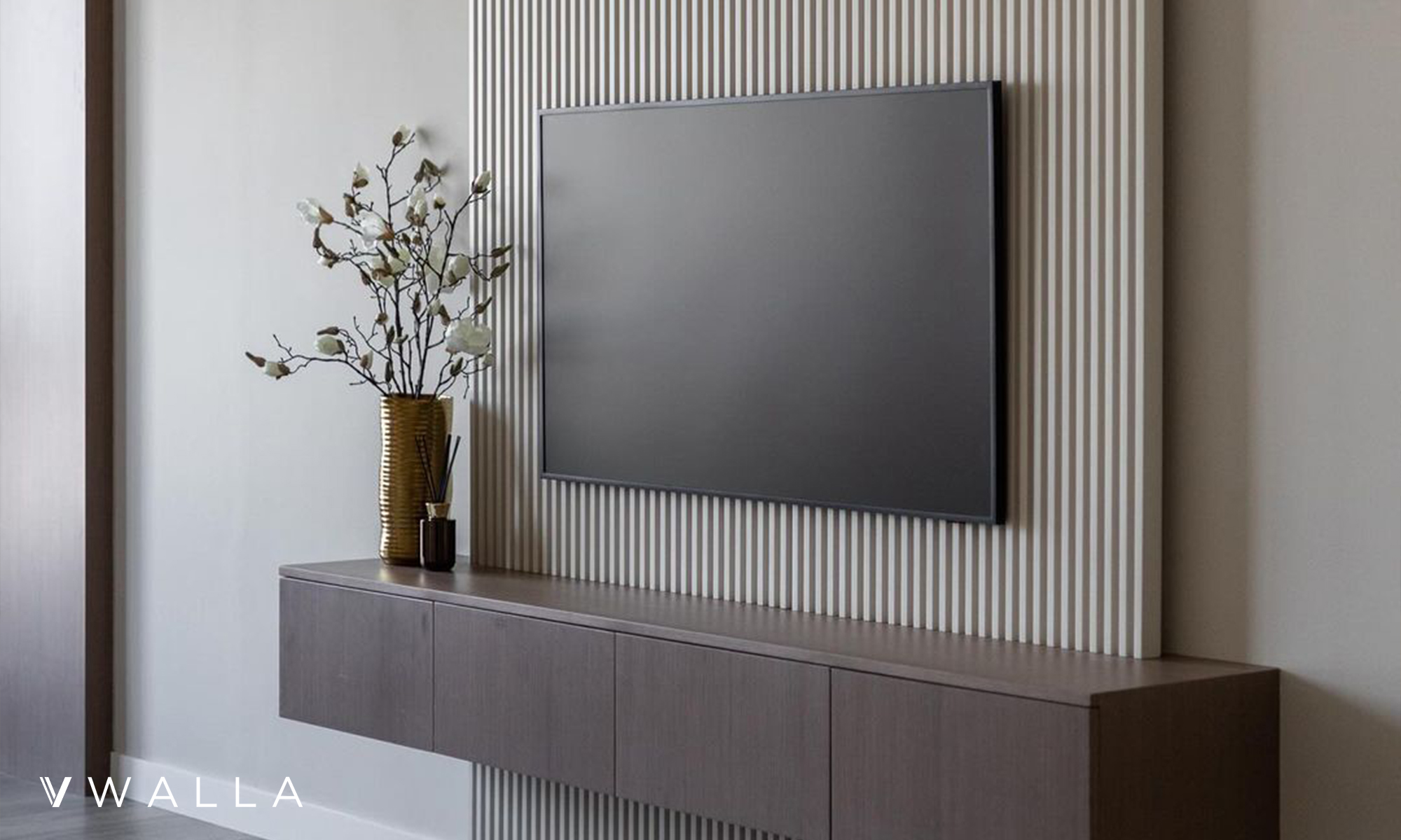 Fluted panel TV wall Console