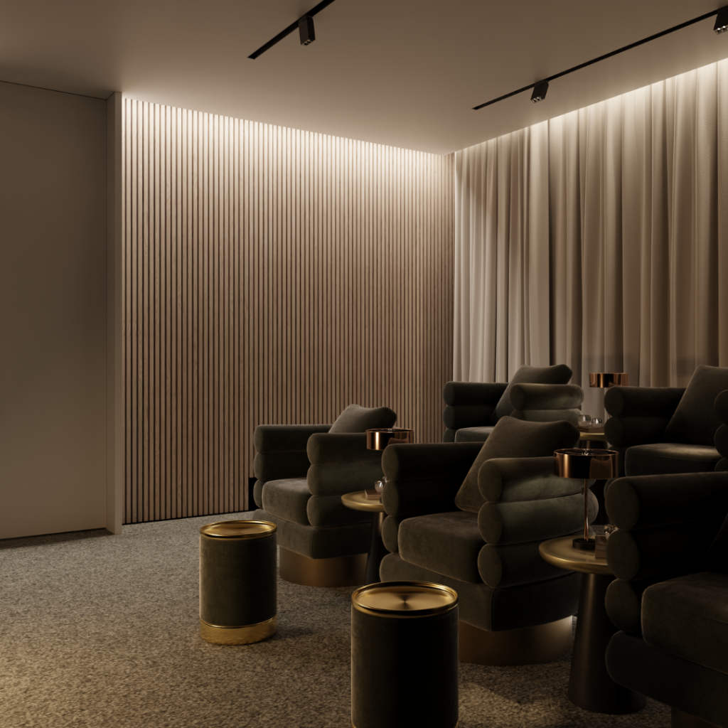 Fluted acoustic Wall panel studio room interior