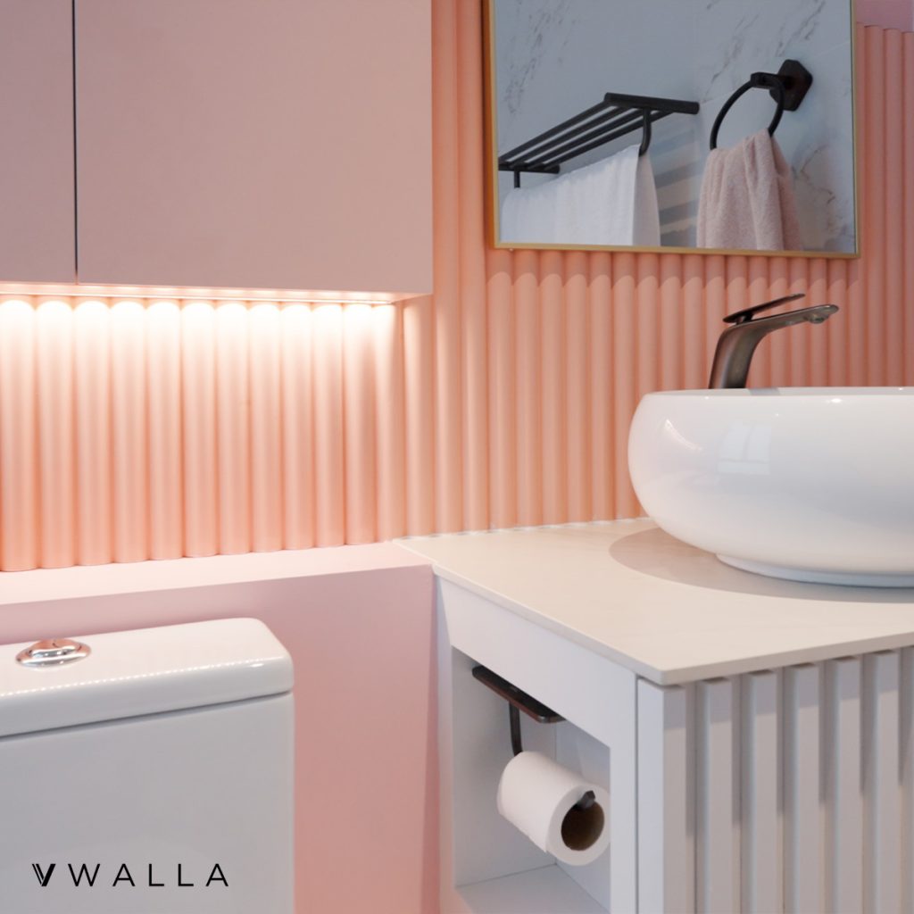 Vwalla's round Fluted Panel Bathroom Toilet Vanity