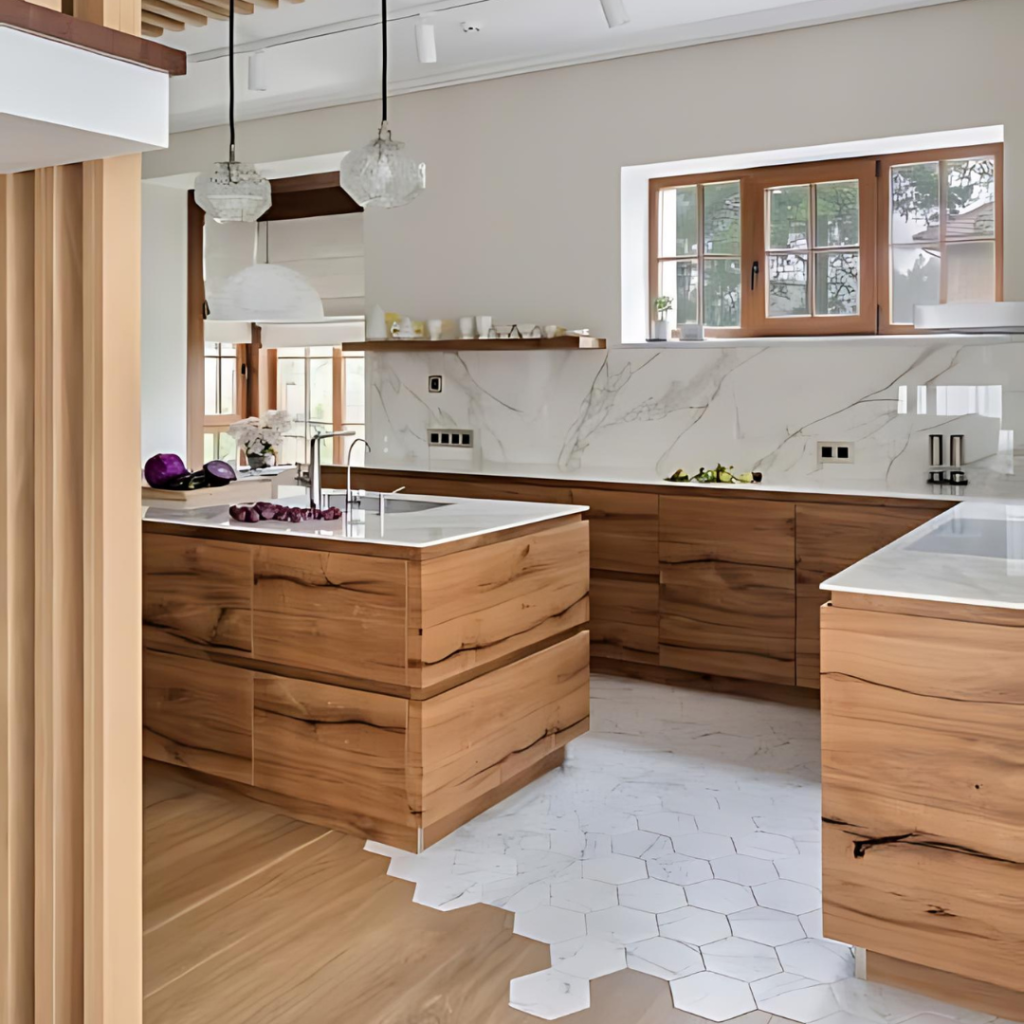 Faux Marble paneled Kitchen