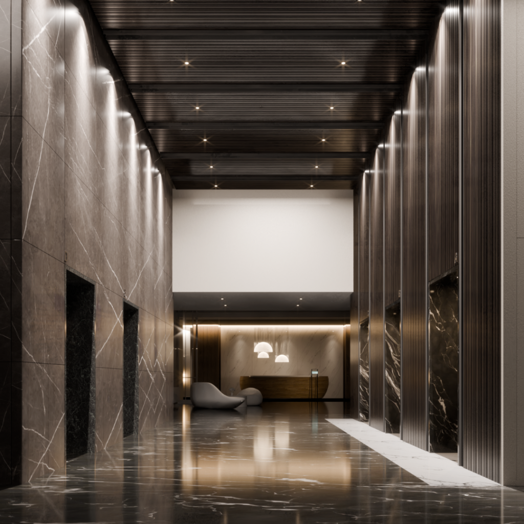 Lobby with Faux marble Panels